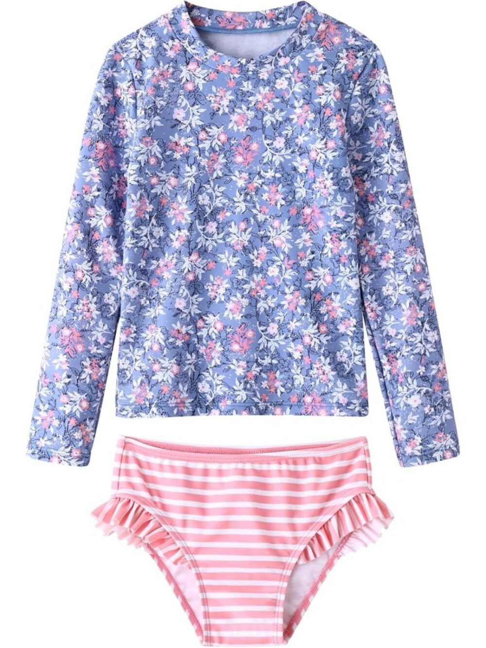 Toddler and Little Girls Rash Guard Sets with Bikini Bottoms Swimwear